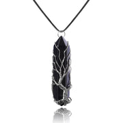 VIBILIA Healing Crystal Necklace with tree of life pendant, showcasing black agate for calm confidence.