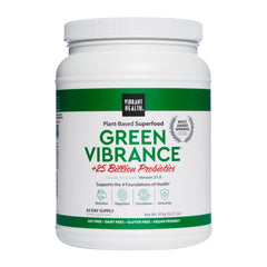 Vibrant Health Green Vibrance bottle with branding for daily energy support
