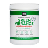 Vibrant Health Green Vibrance tub front view highlighting vegan powder for daily energy support