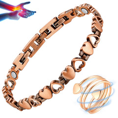Vicmag copper bracelet close-up shows magnet-embedded design for daily wrist support
