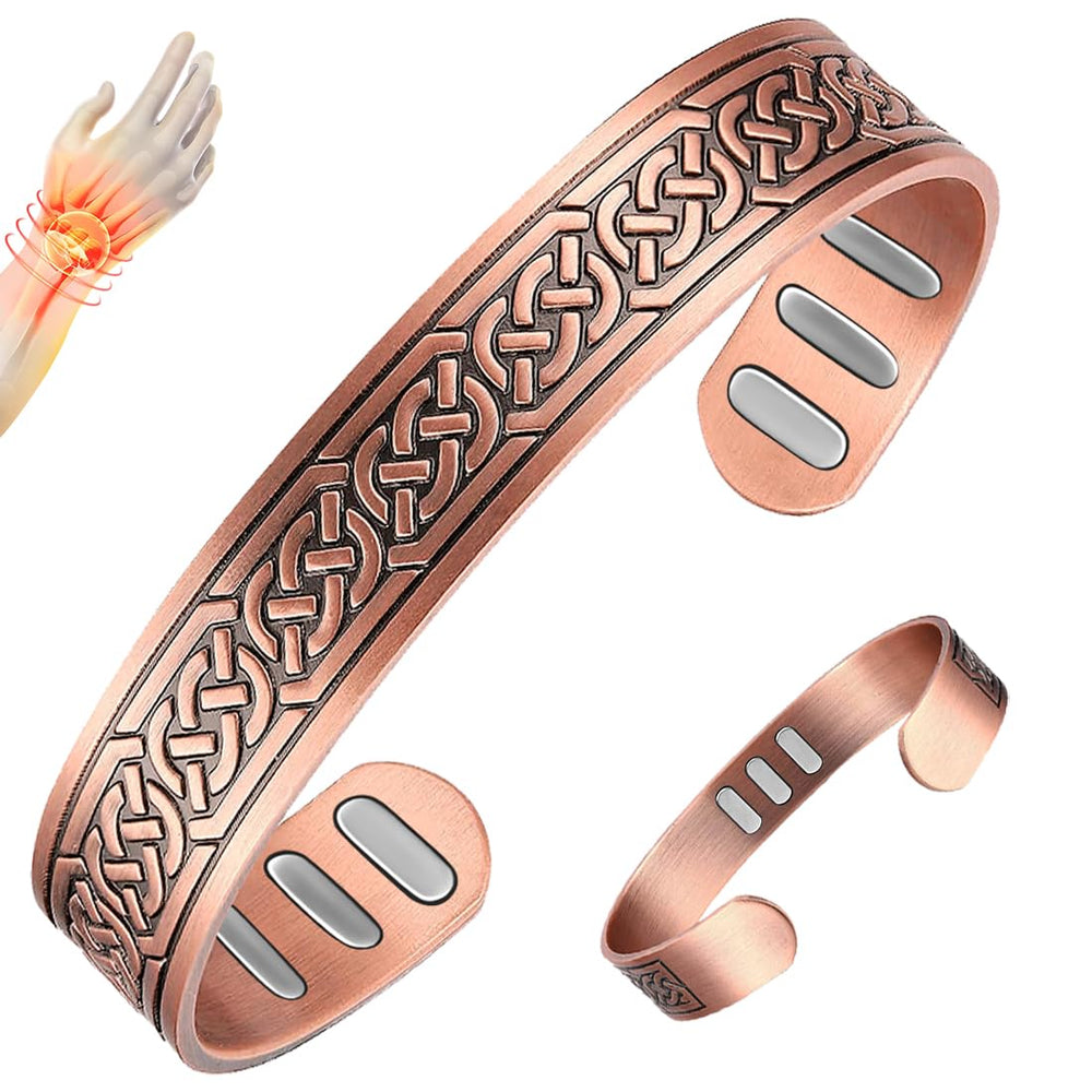 Vicmag copper bracelet on wrist with magnets for daily wear.