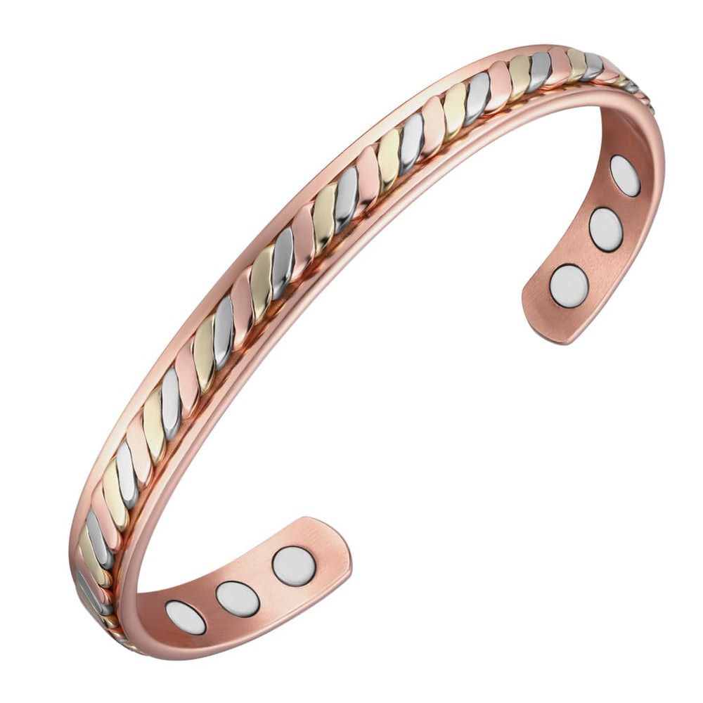 Vicmag copper magnetic bracelet tri-color braid for stylish daily wear and durability