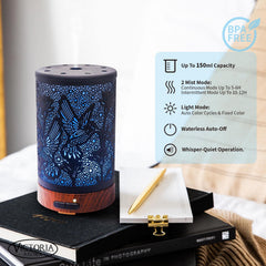 VICTORIA AROMA Hummingbird diffuser with wood-grain base adds warm decor while releasing fragrance.