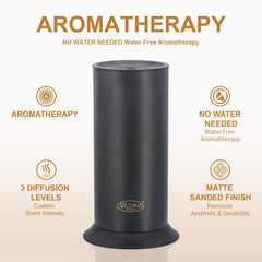 Victoria Aroma waterless diffuser top view with sleek control panel.