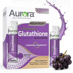 Vida Lifescience Aurora Mega-Pack bottle with 32 sachets for on-the-go support.