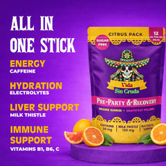Vida Sin Cruda stick with 50mg caffeine for clean energy.