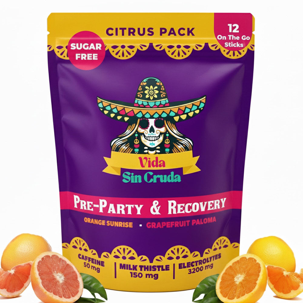 Vida Sin Cruda electrolyte stick dissolving in water for rapid hydration after exercise.