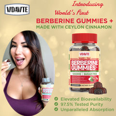 VIDAVITE Berberine gummies texture close-up, glossy chewy form ideal for daily consumption