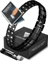 Vigor Wave magnetic bracelet close-up in black with 48 magnets for daily comfort.