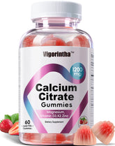 Vigorintha Calcium Citrate Gummies bottle showing convenient 1200mg calcium daily support.