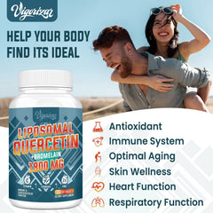 Vigorizar Quercetin Phytosome capsules closeup emphasizes optimized absorption and easy daily dosing.