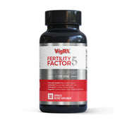 VigRX Fertility Factor 5 bottle close-up for daily supplement routine.