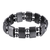 VIKI LYNN hematite bracelet closeup shows glossy beads and premium finish.