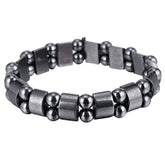 VIKI LYNN hematite magnetic bracelet closeup shows durable beads for daily wear.