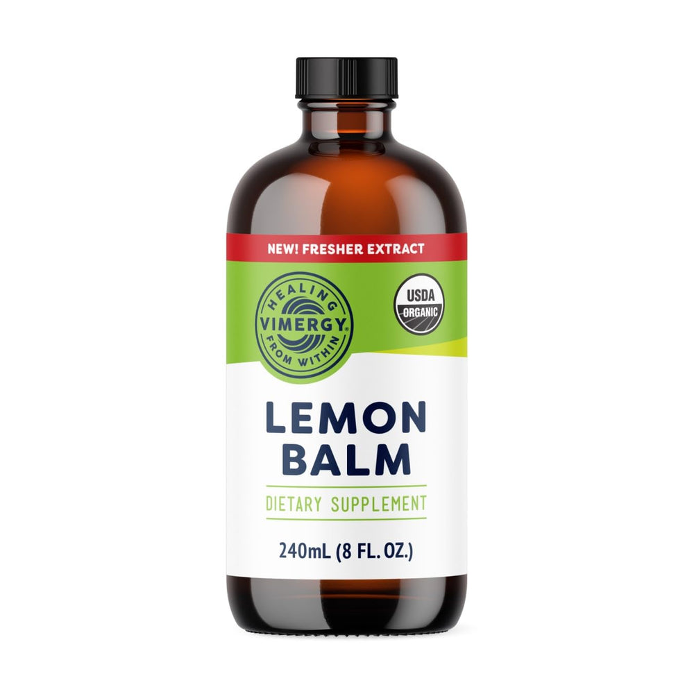Vimergy Lemon Balm Tincture bottle ready for quick calming rituals