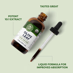Vimergy Olive Leaf label close-up highlights organic vegan gluten-free credentials