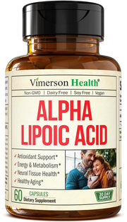 Vimerson Health Alpha Lipoic Acid 650mg bottle for daily antioxidant support