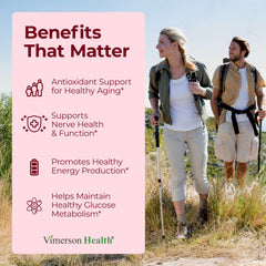 Vimerson Health ALA 650mg capsules close-up showing convenient daily use