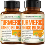 Vimerson Health ginkgo biloba turmeric bottle front for daily focus support