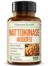 Vimerson Health nattokinase 4000 FU bottle supports heart health and circulation.