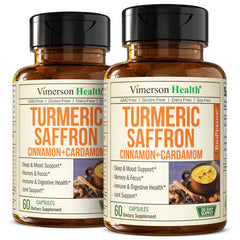 Vimerson Health saffron supplements bottle front showing mood and eye support.