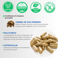 VINATURA bottle label close-up showing ingredients like Pao Pereira and Astragalus