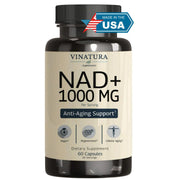 VINATURA NAD 1000mg bottle supports cellular energy for daily vitality.