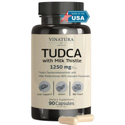 VINATURA Tudca Milk Thistle bottle with 1250mg serving for liver support.