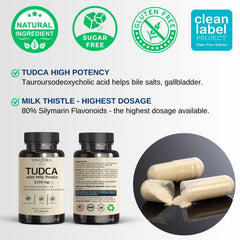USA-made VINATURA Tudca Milk Thistle label signaling quality and safety.