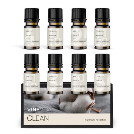 Vinevida set of 8 clean scents for candle making bottle pour offers cozy aroma options.