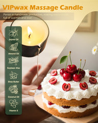 VIPwax massage candle glow delivering warm, oil-free massage for skin comfort
