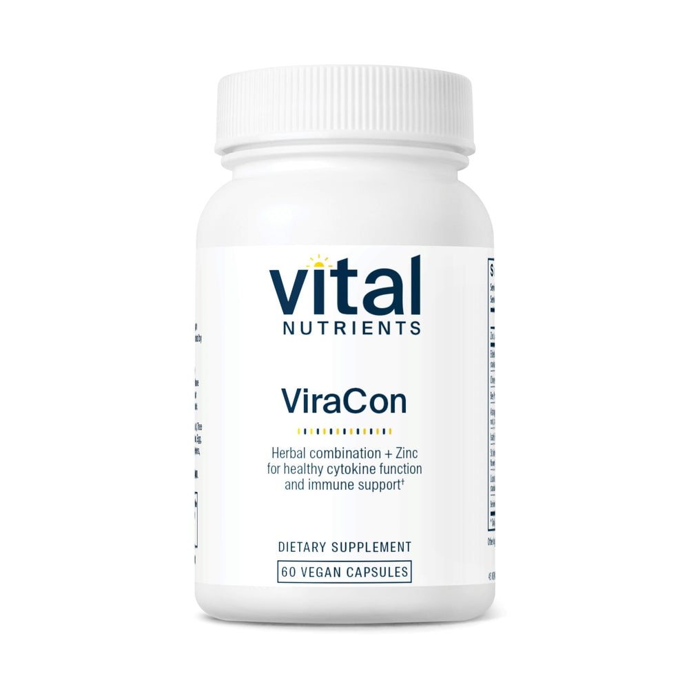 Vital Nutrients ViraCon bottle front highlighting vegan immune support formula for daily resilience.