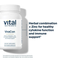 Vital Nutrients ViraCon capsules on table for easy daily use.