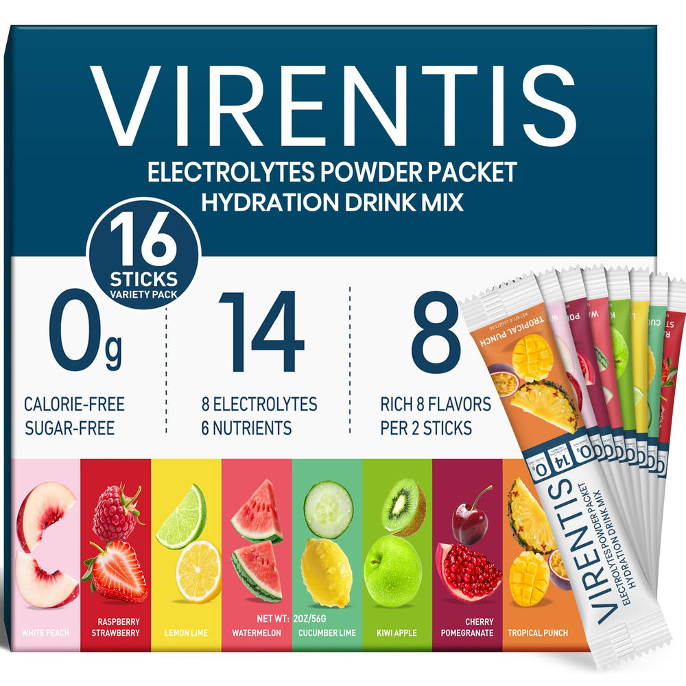 VIRENTIS electrolytes lemon lime packet for quick hydration on the go
