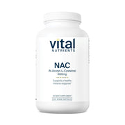 Vital Nutrients NAC 600mg bottle front highlighting vegan formula for daily support