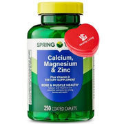 ViT4US Spring Valley calcium caplets bottle highlighting 1,000 mg calcium per serving for daily support.