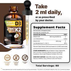 Vita Guard D3 K2 drops blend with coconut oil for better uptake.