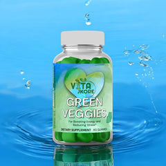 VITA JKORE Green Veggies gummy close-up highlighting chewy texture and flavor