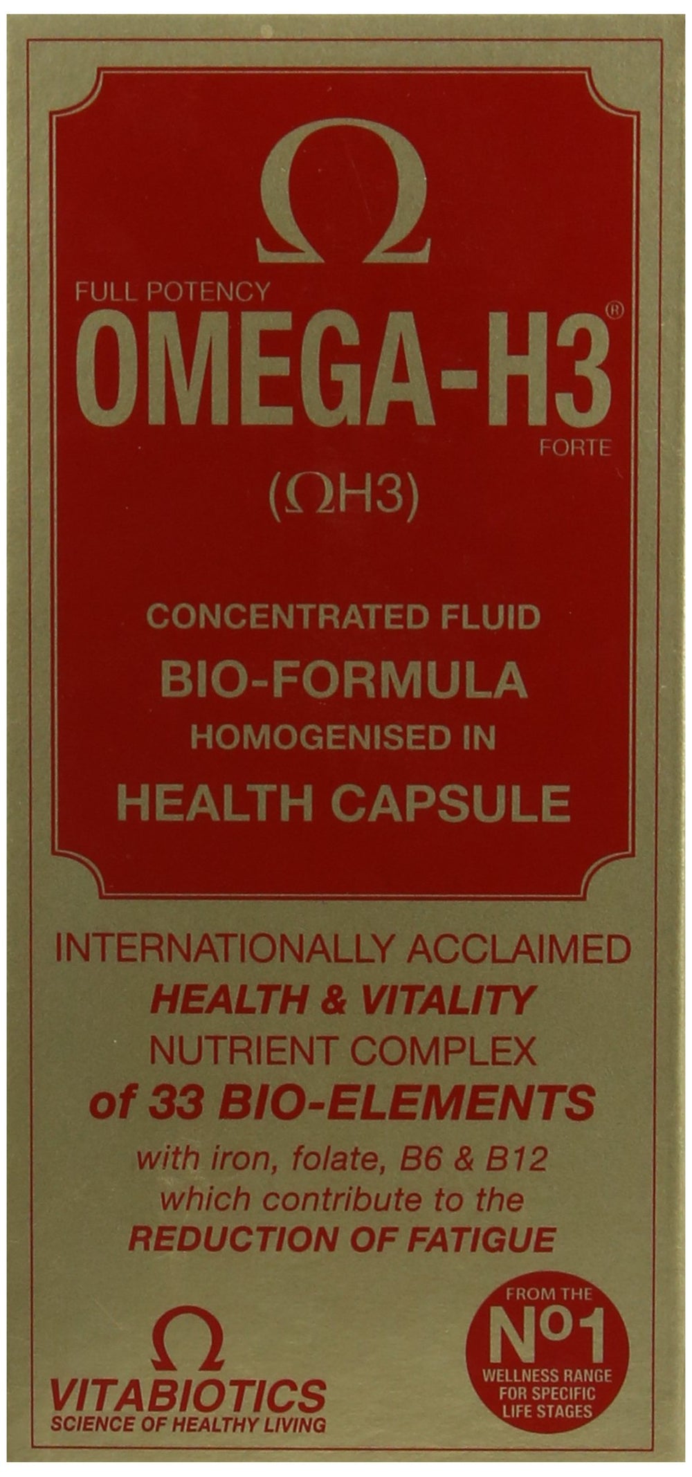 Vitabiotics Omega-H3 bottle front view for daily nutrient support