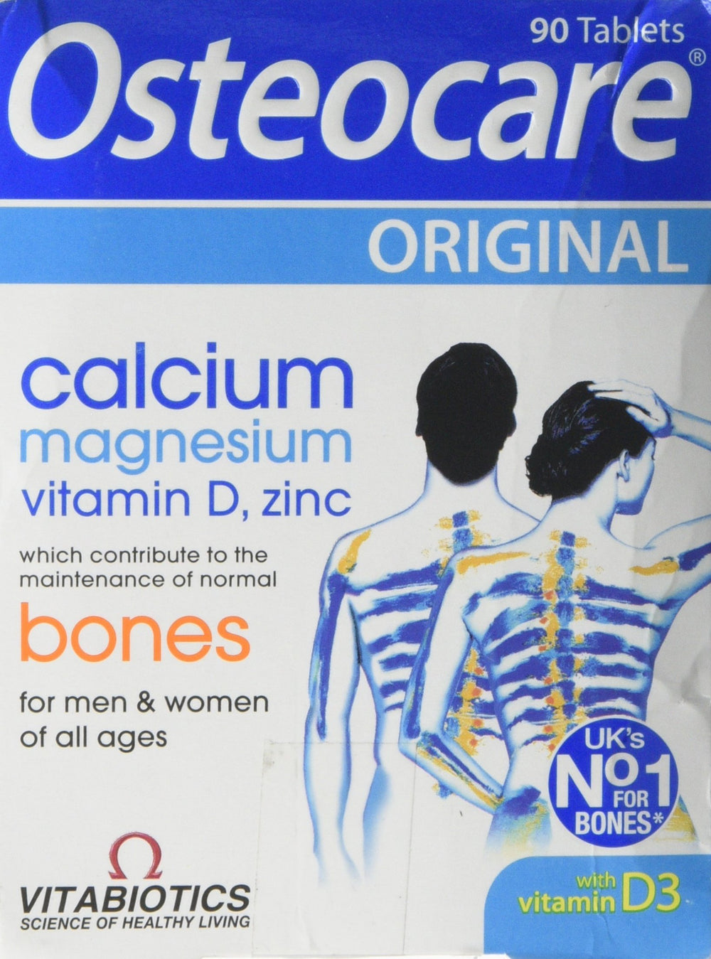 Vitabiotics Osteocare bottle front, daily bone support tablets for your routine.