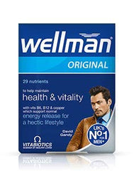 Vitabiotics Wellman Original vitamin tablet pack for daily male energy and vitality.