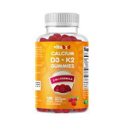 Vitabod D3 K2 raspberry bottle shows vegan calcium transport support