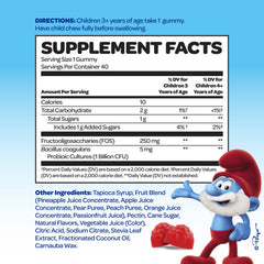 Vitaburst Smurfs Gummies real-fruit ingredients highlight natural flavor appeal.