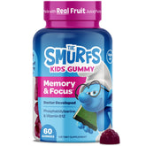 VITABURST Smurfs Kids Gummies in a jar with real fruit flavors for focus