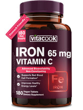 Vitacook iron bottle showing daily supplement routine and stability