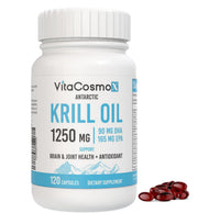 VitaCosmoX Antarctic Krill Oil bottle front view, premium omega-3 source ready for daily use