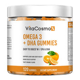 VitaCosmoX Omega-3 vegan gummies packaging highlights a plant-based, gluten-free option