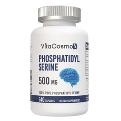 VitaCosmoX phosphatidylserine 500 mg bottle front for clarity and trust