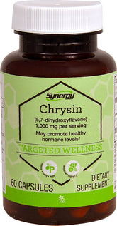 Vitacost Synergy Chrysin bottle pour for antioxidant support.