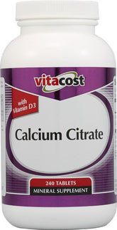 Vitacost Calcium Citrate D3 bottle front view for bone-supporting calcium delivery
